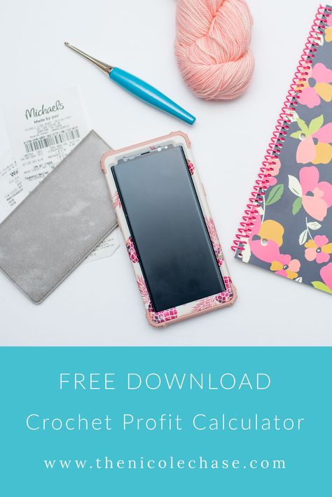 Crochet Profit Calculator - Free Download — Nicole Chase Pricing Calculator, Crochet Classes, Knitting Stitches Tutorial, Crochet Tools, Crochet Patterns Free Beginner, Crochet Business, Crochet Blog, Crochet Patterns Free Blanket, Calculator