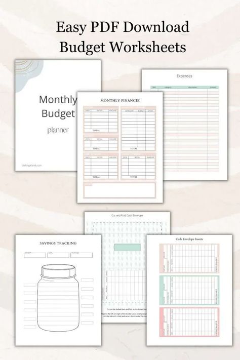 Free! Monthly Budget Worksheets Printable PDF Download. Are you looking for a simple, easy way to get your finances in order? Our free monthly budget worksheets are here to help! These printable sheets allow you to track your income, expenses, and savings to create a budget that works for you. Get organized and take control of your money with these helpful resources. 15 pages and print, cut, and fold envelopes for the envelope method. Budget Goodnotes Free, Budgeting Finances Template Free, Free Budgeting Printables, Single Mom Budget Worksheet, Monthly Budget Worksheet Printable Free, Monthly Budget Printable Free Pdf, Financial Tracker Free Printable, Zero Budget Worksheet Free Printable, Simple Monthly Budget Template