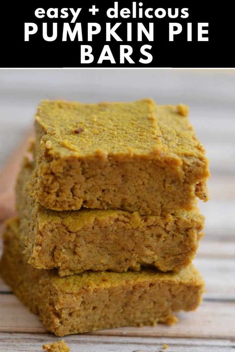 These easy Pumpkin Pie Bars are a wonderful, healthy dessert to make for any occasion. These are a crust-free version that is full of favorite Fall spices. Grain Free Pumpkin Pie, Pumpkin Spice Bars, Paleo Pumpkin Bars, Spice Bars, Pumpkin Pie Bars Recipe, Pie Bar Recipes, Grain Free Desserts, Pumpkin Pie Bars, Easy Pumpkin Pie