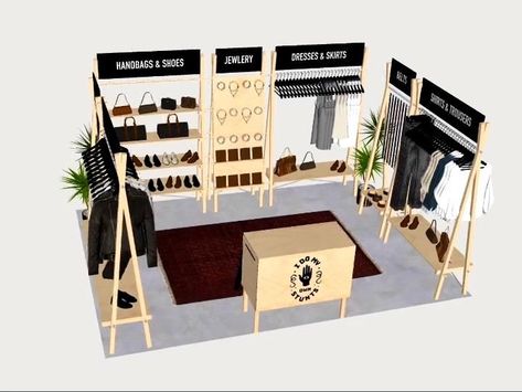 Pop Up Store Layout Design, Clothing Kiosk Design, Portable Booth Display, Clothing Stall Ideas, Pop Up Retail Display, How To Display Clothes, Design Booth Fashion, Store Booth Design, Fashion Booth Design Pop Up