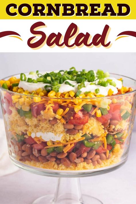 Layered Cornbread Salad, Cornbread Salad Recipe, Southern Cornbread Salad, Supper Meals, Picnic Potluck, Cornbread Salad, Cold Salads, Veggie Juice, Southern Cornbread