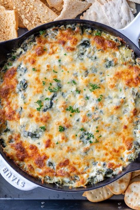 Easy Spinach Artichoke Dip, Artichoke Dip Easy, Spinach Artichoke Dip Easy, Baked Spinach Artichoke Dip, Best Spinach Artichoke Dip, Super Bowl Snacks, Salmon Dip, Spinach Artichoke Dip Recipe, Spinach And Artichoke Dip