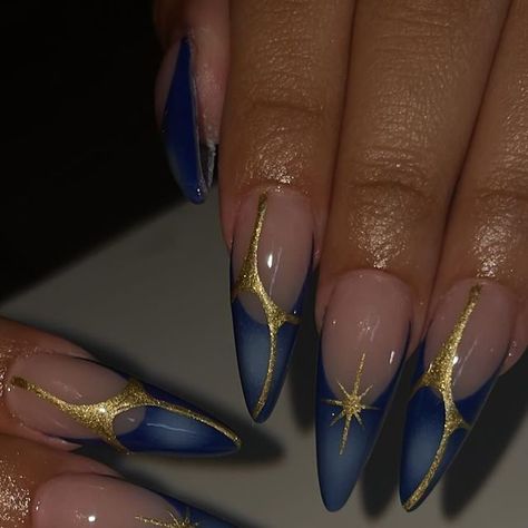 NAILS BY LILI on Instagram: "⭐️ . . #almondnails #squarenails #pinkfrenchnails #nailinspo #hellokittynails #valentinobeautypure #lanails #nailtech #nailart  #whitenails #ombrenails #airbrushnails #glitternails #pinknails #chromenails #goldnails" Nail Inspired Acrylic, Egyptian Acrylic Nails, Throne Of Glass Inspired Nails, Nails Acrylic Gemstone, Simple But Unique Nails, Sagittarius Inspired Nails, Royal Blue Nail Inspo Acrylic, Angelic Nails Aesthetic, Sailor Venus Nails