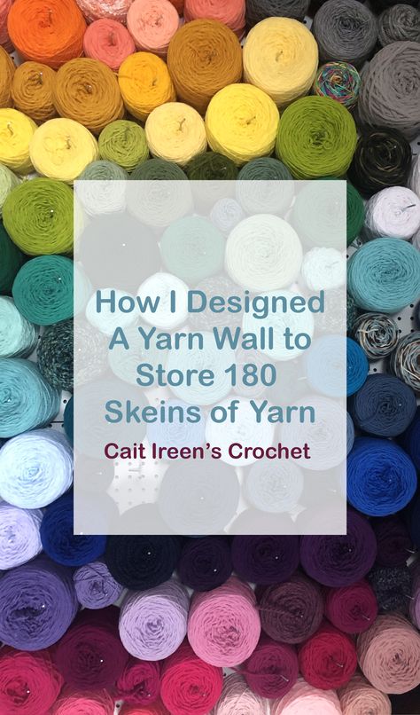 Yarn Wall Storage Ideas, Peg Board Yarn Wall, Yarn Pegboard, Pegboard Yarn Storage, Yarn Ball Storage, Yarn Display Ideas, Diy Crochet Peg Board, Yarn Storage Wall Organization Ideas, Yarn Storage Wall