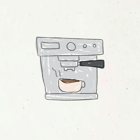 Doodle style coffee machine vector | premium image by rawpixel.com / nunny Coffee Illustration Art, Coffee Machine Illustration, Breakfast Illustration, Diary Inspiration, Machine Illustration, Cafe Concept, Coffee Drawing, Coffee Illustration, Doodle Style