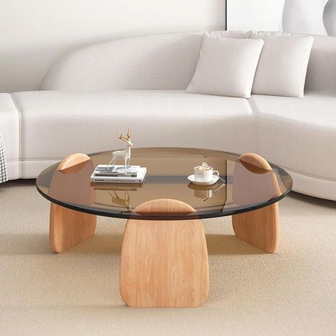 Amazon.com: Tempered glass coffee table living room home round light luxury minimalist tea table small apartment,glass coffee table,Living room round glass coffee table,Applicable to living room ( Color : Wood co : Home & Kitchen Unique Coffee Tables Glass, Ground Coffee Table, San Francisco Apartment Living Room, Glass Table Styling, Circle Wooden Coffee Table, Home Office Coffee Table, Amber Coffee Table, Baby Safe Coffee Table, Wood Glass Coffee Table