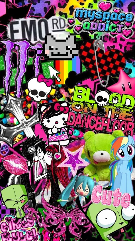 Scenekid Wallpaper, Rawr Xd Aesthetic, Scene Kid Wallpaper, Scene Emo Wallpaper, Scene Kid Aesthetic, Scenecore Wallpaper, 2010 Emo, Scene Core Wallpaper, Emo Scene Aesthetic