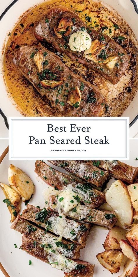 How to make a Pan Fried Steak at home is easier than you think with my step-by-step instructions, easy steak seasoning, garlic and butter. Best Way To Cook New York Strip Steak, Pan Fried Sirloin Steak, Think Steak Recipes, Pan Frying Steak, Pan Fried Sirloin Steak Recipe, Venison Steak Recipes Pan Fried, How To Pan Fry Steak, Pan Steak Recipes, New York Strip Steak Recipes Cast Iron