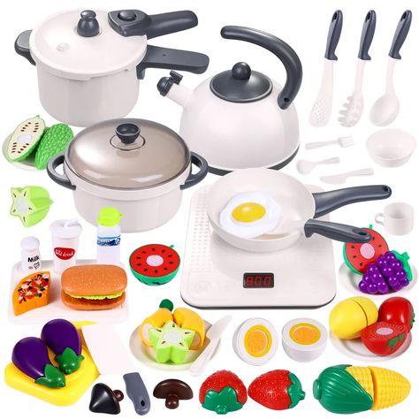 pixnor 46PCS Kids Kitchen Toys Simulation Cooking Utensils Induction Cooker | Wayfair Kids Play Kitchen Accessories, Kitchen Playsets, Kitchen Sets For Kids, Cooking Toys, Toy Kitchen Set, Play Kitchen Accessories, Play Food Set, Kids Play Kitchen, Pretend Play Kitchen