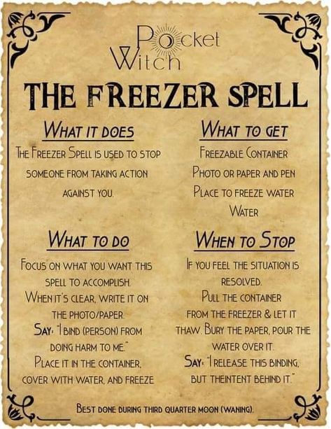 Spells For Those Who Have Wronged You, Name In Freezer Spell, How To Poison Someone, Spell For Anger, Freezing Spell Witchcraft, Magic Spells Witchcraft Real, Keys In Witchcraft, Enchant Jewelry Spell, Witchcraft Incantation