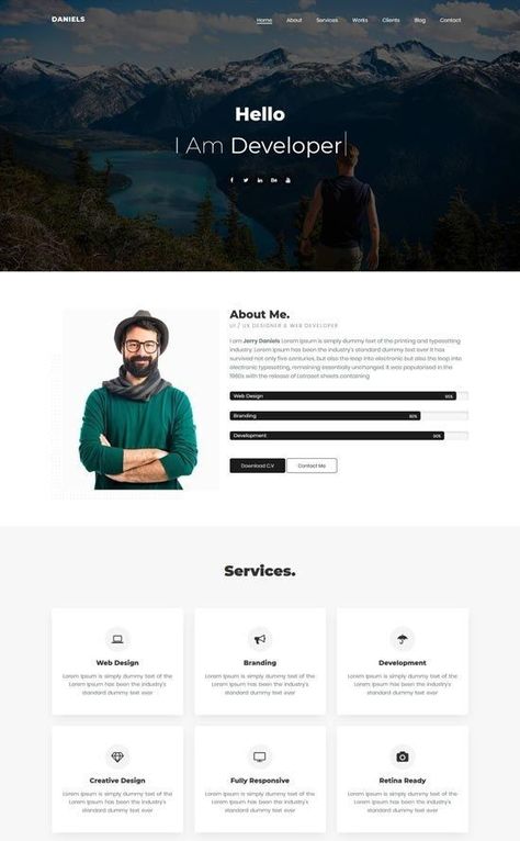 Web Developer Portfolio, Cv Website, Portfolio Website Inspiration, Personal Website Design, Personal Website Portfolio, 블로그 디자인, Simple Website Design, Website Portfolio, Web Portfolio