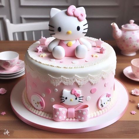 @erlitakrist Hello Kitty Cakes Birthday, Hello Kitty Theme Cake, Hello Kitty Pasta, Sanrio Fondant Cake, Hello Kitty Torte, Hello Kitty Pastel, Hello Kitty Cake Design, Hello Kitty Birthday Cake 2 Tier, Hello Kitty Cake 2 Tier