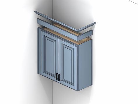 cabinet illustration showing starter/riser molding Kitchen Cabinet Moldings And Trim, Modern Cabinet Crown Molding, Modern Kitchen Cabinet Crown Molding, How To Attach Crown Molding To Cabinets, Simple Cabinet Crown Molding, Craftsman Style Crown Molding For Kitchen Cabinets, Kitchen Cabinets Trim, Crown Molding Kitchen, Kitchen Cabinet Molding