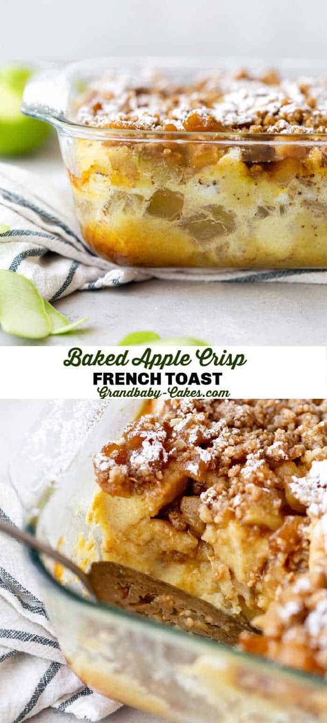 Apple Crisp French Toast Casserole, Apple Pie Stuffed French Toast, Fall Baked French Toast, Apple Crisp French Toast, Apple Overnight French Toast, Breakfast Using Apples, 5 Layer Breakfast Bake, Brunch For Thanksgiving, Apple French Toast Bake Overnight