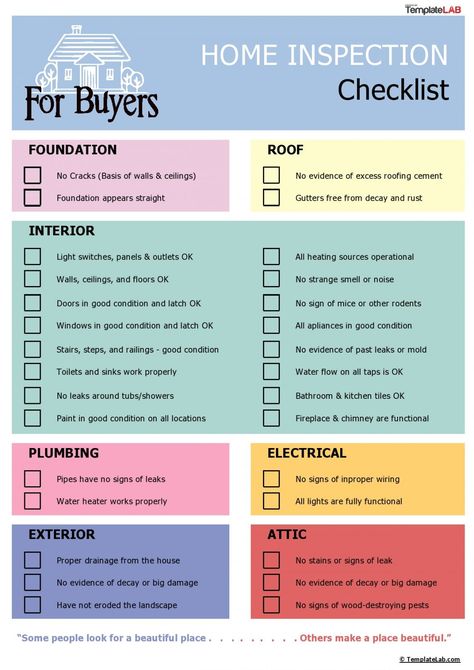 free 20 printable home inspection checklists word pdf ᐅ buying a house checklist template excel Home Buying Checklist Printable, First Home Buyer Checklist, Buying First Home Checklist, Real Estate Checklist Free Printable, Buying A Home Checklist, Buying First Home Aesthetic, House Building Checklist, House Inspection Checklist, First House Checklist