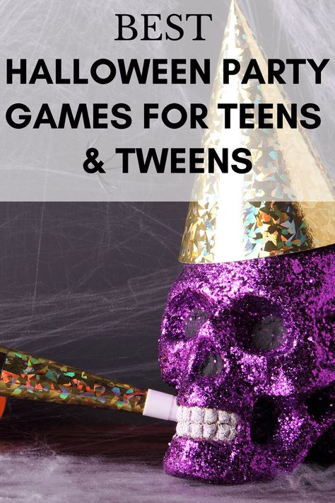 Throwing a Halloween party for your teen or tween? Check out this list of 20+ fun Halloween party games for teens and tweens they will love. Spooky Birthday Party Activities, 18th Birthday Party Ideas Halloween, Teenage Halloween Party Games, Halloween Party Crafts For Teens, 10th Birthday Halloween Party, Fifth Grade Halloween Party Ideas, Halloween Birthday Party For Teen Girl, Halloween Themed Birthday Party Games, Halloween 10th Birthday Party