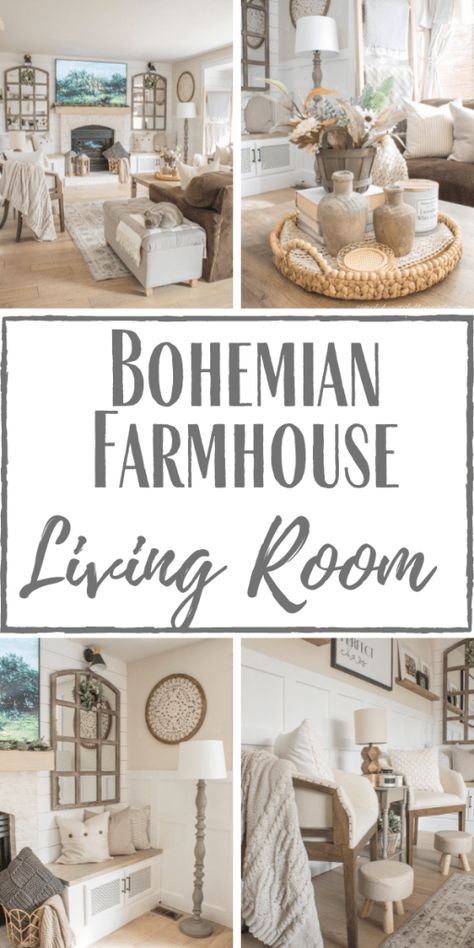 One Room Challenge (Week 8): The Reveal! Boho Farmhouse Home Decor, French Farmhouse Living Room Ideas, Boho Farmhouse Living Room Ideas, Farmhouse Lamps Living Room, Modern Country Farmhouse Living Room, Farmhouse Floor Lamps Living Room, Boho Living Room Curtains Ideas, Modern Farmhouse Boho Living Room, Country Boho Living Room