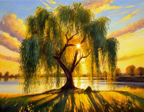 Weeping willow - Photoz2art Weeping Willow Art, Weeping Willow Tree Aesthetic, Weeping Willow Tree Drawing, Painting Willow Tree, Weeping Willow Tree Painting, Weeping Willow Painting, Watercolor Willow Tree, Willow Painting, Willow Tree Painting