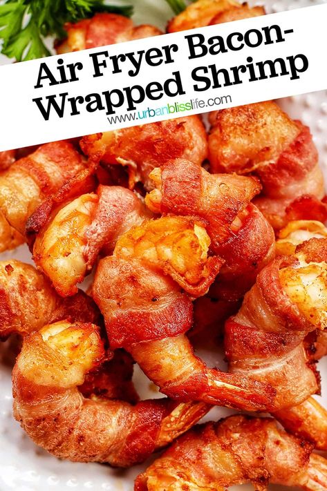 Bacon Shrimp, Frozen Cooked Shrimp, Air Fryer Bacon, Wrapped Shrimp, Bacon Wrapped Shrimp, Shrimp Appetizers, How To Make Bacon, Best Bacon, Delicious Appetizer Recipes