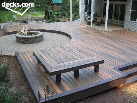 Ground Level Deck, Backyard Patio Deck, Pergola Diy, Deck Fire Pit, Patio Pergola, Patio Deck Designs, Wooden Deck, Wood Pergola, Pergola Design