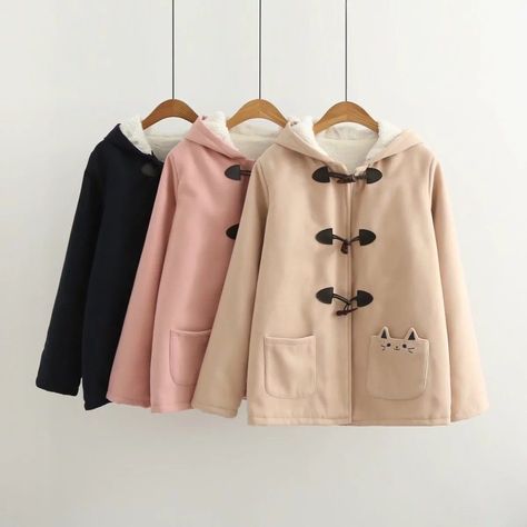 - Material: Cotton - Color: Pink, Black, Navy - Size: M,L Size Bust(cm)(inch) Shoulder(cm)(inch) Sleeve(cm)(inch) Length(cm)(inch) M 103/40.55 40/15.74 60/23.62 68/26.77 L 106/41.73 41/16.14 62/24.40 70/27.55 Some items may have a difference of 1-3 cm from the product description because the factory cannot make every item exactly the same. We cannot refund or replace items because of minor differences! Feedback: Customer satisfaction is very important to us. If you are satisfied with the items y Embroidery Coat, Toggle Coat, Embroidered Coat, Estilo Preppy, Hoodie Coat, Winter Girls, Fleece Coat, Kawaii Clothes, Winter Coats Women