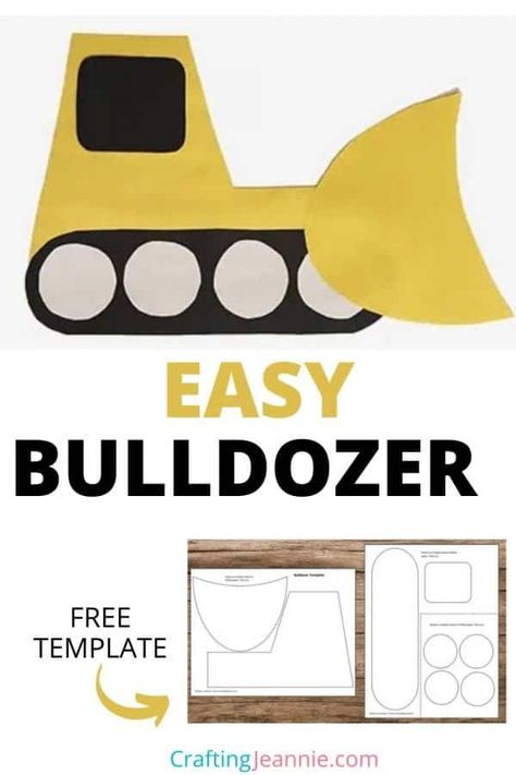 Make this paper Bulldozer with your classroom, scouts or at home. Do your kids love construction vehicles? They will love this toddler bulldozer craft. This construction vehicle craft is perfect for Preschool, Kindergarten, Elementary School, Scouts or Birthday Parties. Get the FREE Template Printable & Instructions for this Easy bulldozer Craft for preschoolers #CraftingJeannie #ConstructionCraft #preschoolcraft #bulldozer Construction Activities Preschool Art, Construction Truck Printables Free, Build A Truck Preschool Activity, Construction Projects For Preschoolers, Bulldozer Craft Preschool, Construction Truck Crafts Preschool, Building A Brighter Future Theme, Prek Construction Crafts, Construction Crafts For Preschoolers