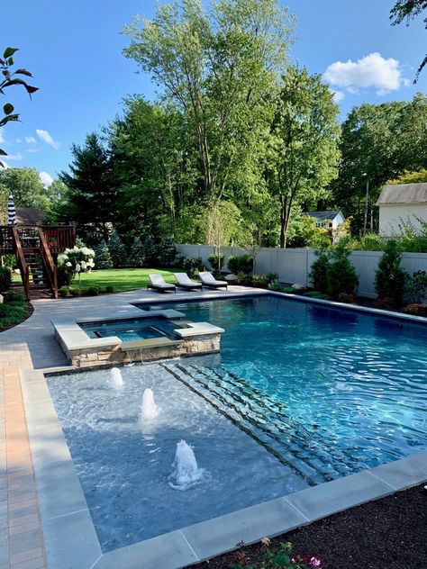 Nanuet Landscape Construction - Modern - Pool - New York - by Solicito and Son Landscape Contracting | Houzz Backyard Pool Design, Kleiner Pool Design, Moderne Pools, Rectangle Pool, Dream Backyard Pool, Piscina Interior, Pools Backyard Inground, Small Swimming Pools, Pool Landscape Design