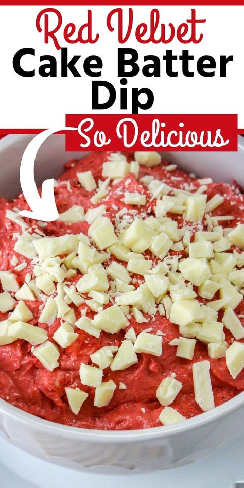 Red Velvet Cake Dip, Red Velvet Dirt Cake, Res Velvet Cake, Red Velvet Dip, Cake Mix Dip, Cake Dip Recipe, Lake Snacks, Better Than Cake, Red Foods