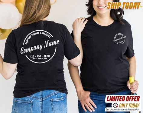 Company Shirts Ideas, Business Logo T Shirts Ideas Design, Business Logo On Shirts, Company Shirts Ideas Design, Business Tshirt Ideas, Company Name Tshirt, Company Tee Shirt Ideas, Business Tee Shirt Logo Ideas, Business Tshirt Design Ideas Logo