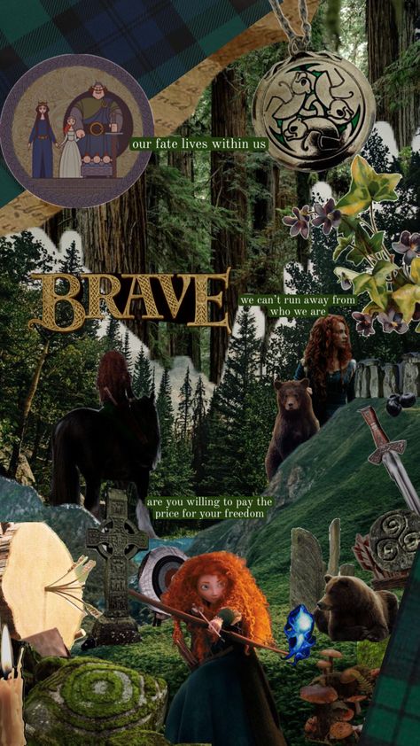 #brave #movies #moviecollage #disney Brave Wallpaper, Brave Movie, Movie Collage, Disney Brave, Merida Brave, Disney Collage, Edgy Wallpaper, Movie Wallpapers, Disney Movies