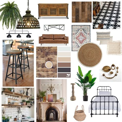 modern rustic moodboard Rustic Style Mood Board, Traditional Moodboard Interior Design, Boho Rustic Interior, Rustic Modern Mood Board, Modern Rustic Mood Board Interior Design, Modern Rustic Mood Board, Modern Rustic Office Design, Rustic Mood Board Interior Design, Modern Rustic Cafe