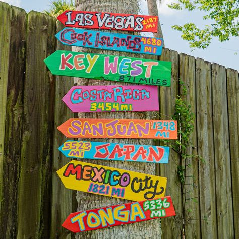 Tiki Signs, Arrow Wood Sign, Tiki Bar Signs, Backyard Signs, Harry Potter Nursery, Wood Arrow, Painted Wood Walls, Tiki Decor, Tiki Bar Decor