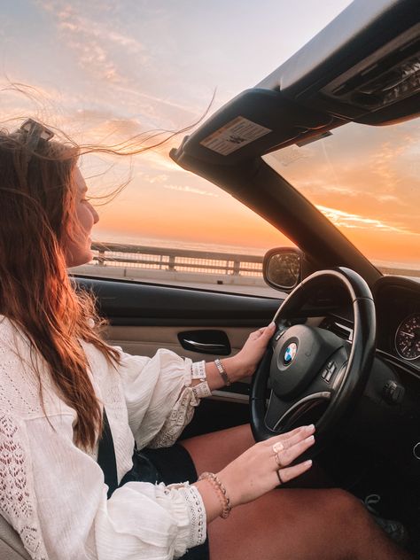 Driving In Convertible Aesthetic, Sunset Convertible Aesthetic, Driving Woman Aesthetic, Driving Down The Coast Aesthetic, Driving Convertible Aesthetic, Driving In The Summer, Convertible Car Aesthetic Girl, Teen Driving Aesthetic, Summer Heat Aesthetic