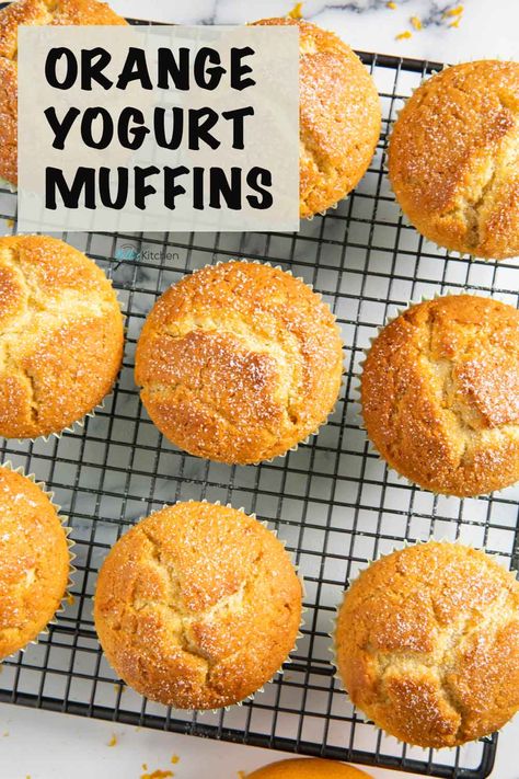 These Orange Yogurt Muffins with oil are excellent for breakfast or snacks! Soft and deliciously 'orangey' in every bite, you'll surely reach for another piece! Orange Yogurt Muffins, Yoghurt Muffins Recipe, Yogurt Muffin Recipes, Orange Muffins Recipes, Muffins With Oil, Orange Recipes Easy, Muffins Yogurt, Muffins With Yogurt, Yoghurt Muffins