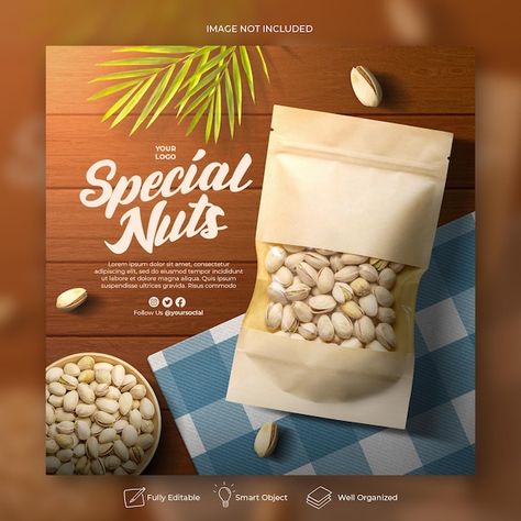 Special nuts social media promotion bann... | Premium Psd #Freepik #psd #post #social-media-post #social-media-template #instagram-post Dry Fruits Social Media Post, Nuts Ads Creative, Nuts Social Media Ads, Promotion Ads Design, Social Media Creative Post, Nut Store, Agency Social Media Post, Social Media Campaign Design, Organic Nuts