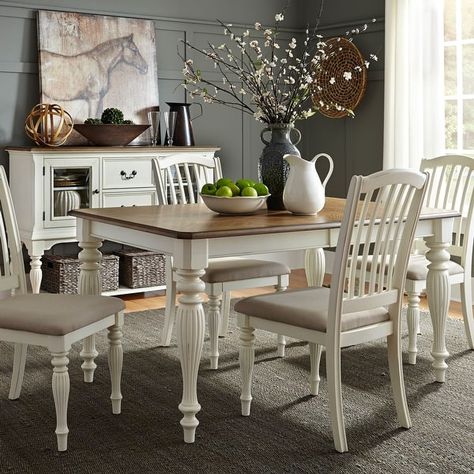 The Gray Barn Cumberland Creek Nutmeg & White 5 Piece Rectangular Table Set - On Sale - Bed Bath & Beyond - 31094130 Round Dining Room Sets, Round Dining Room, Solid Wood Dining Set, Farmhouse Dining Room, Liberty Furniture, Farmhouse Dining, Rectangular Dining Table, Rectangular Table, Extendable Dining Table