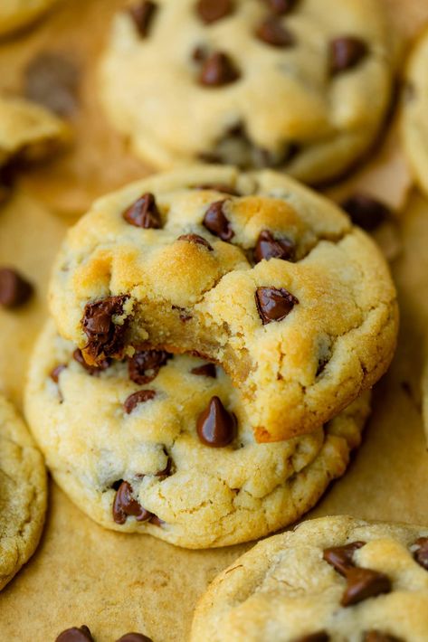 Secret Ingredient Chocolate Chip Cookie Recipe - Oh Sweet Basil Secret Ingredient Chocolate Chip Cookies, Oh Sweet Basil Recipes, Chocolate Chips Recipe Desserts, Secret Cookie Recipe, Gourmet Chocolate Chip Cookies, Easy Chocolate Chip Cookie, Simple Chocolate Chip Cookie Recipe, Lemon Drop Cookies, Chocolate Chip Pudding Cookies