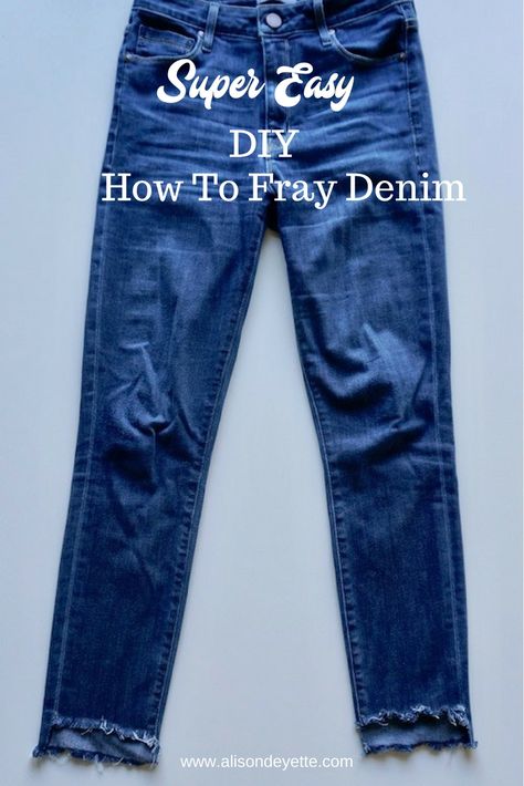 Relaxed Fit Denim Jeans With Frayed Hem, Fraying Jeans Hem Diy, How To Destroy Jeans Diy, How To Fray Denim, How To Cut And Fray Bottom Of Jeans, How To Fray Jeans At The Ankle, How To Fringe Bottom Of Jeans, How To Fray Bottom Of Jeans, Urban Denim Pants With Frayed Hem