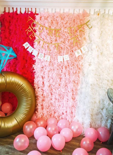 Bachelorette Picture Backdrop, Barbie Bachelorette Party Backdrop, Bach Party Bride Room Decor, Bachelorette Backdrop Ideas, Bacherlotte Party Decor Pink, Feather Boas Bachelorette, Beach House Diy, Bachelorette Fringe Backdrop, Backdrop Bachelorette Party