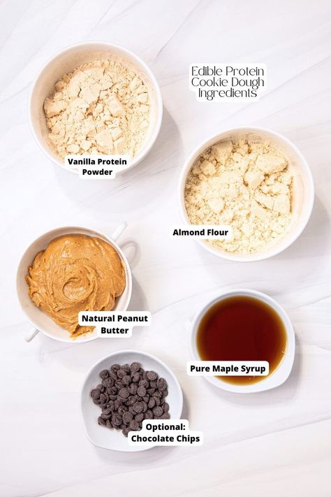 Healthy 4 Ingredient High Protein Cookie Dough - Pretty Delicious Life Edible Protein Cookie Dough, High Protein Cookie Dough, Protein Cookie Dough Recipe, High Protein Cookie, Low Carb Cookie Dough, Protein Powder Cookies, Protein Cookie Recipes, 4 Ingredient Cookies, Fodmap Friendly Recipes