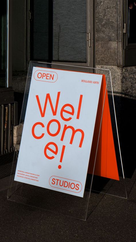 Welcoming Graphic Design, Graphic Design Signage, Art Studio Sign, Bright Branding Design, Graphic Design Studio Branding, Clean Design Graphic, Event Signage Design, Art Studio Branding, 2024 Graphic Design