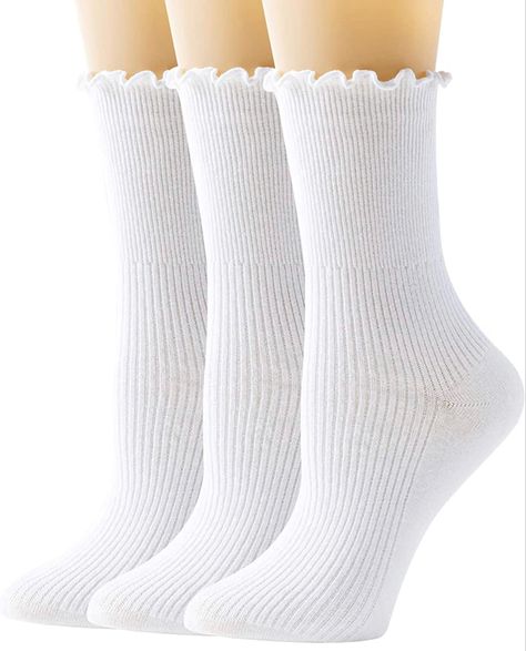 Amazon.com: SEMOHOLLI Women Ruffle Socks, Ankle Socks Ruffle Turn-Cuff, Lovely Double Needle Solid Color Edge Relent Girl Socks (1 Pairs-White) : Clothing, Shoes & Jewelry White Frilly Socks, Ruffle Ankle Socks, Socks Ruffle, Lace Ankle Socks, Pretty Socks, Ruffle Socks, Frilly Socks, Socks Ankle, Ruffled Socks