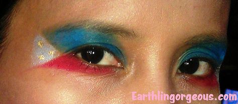 FOTD: Eye Wear My Flag Proud Filipino Independence Day Independence Day, Filipino Make Up, Independence Day Eye Makeup, Filipino Flag, Day Eye Makeup, Flag Face, Eye Wear, Makeup Inspiration, Face Paint