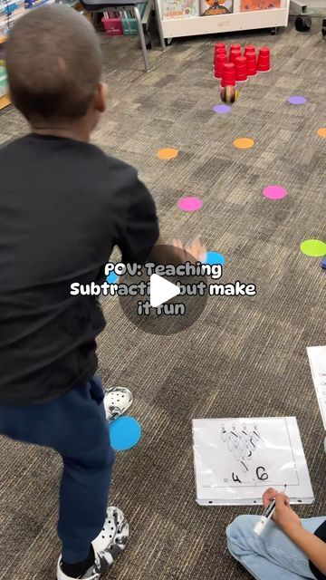 Hanna 🖤 Elementary Teacher on Instagram: "🎳 Some subtraction action today with bowling! 

Seriously one of my favorite activities (and theirs) for subtraction! This can also be with smaller numbers (less cups) to practice decomposing smaller numbers too!

#mathideas  #activitiesforkids #iteach #firstgrade #mathteacher #math #educator #makelearningfun #handsonlearning #playtolearn #elementary #elementaryteacher #firstgradeteacher" Subtraction Activities Grade 1, Subtraction Games Kindergarten, Teaching Subtraction, Subtraction Kindergarten, Subtraction Games, Kindergarten Math Games, Subtraction Activities, Fun Math Activities, Children Learning