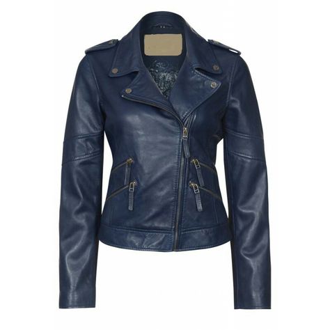 WOMEN_NAVY_BLUE_MOTORBIKER_LEATHER_JACKET_LRP108 Navy Leather Jacket, Motorbike Leathers, Navy Leather, Leather Jacket, Navy Blue, Navy, Wardrobe, Leather, Gold