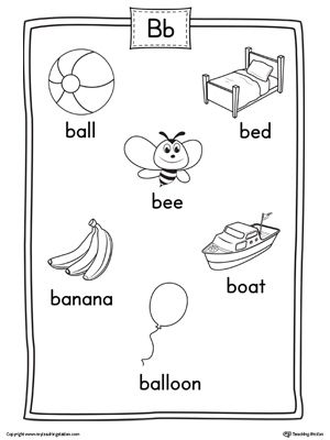 **FREE** Letter B Word List with Illustrations Poster Worksheet. Use the Word List with Illustrations Poster to play letter sound activities or display on a wall. B Sound Activities, B Words List, Letter B Worksheets, Letter Sound Activities, Sound Activities, Prewriting Skills, Printable Alphabet Worksheets, Words List, Phonics Books