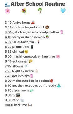 Morning After School And Night Routine, After School Routine Checklist, After Routine School, What To Do On The Night Before School, To Do List After School, Get Ready For School Checklist, After School To Do List, That Girl After School Routine, Morning Routine Teenage Girl For School