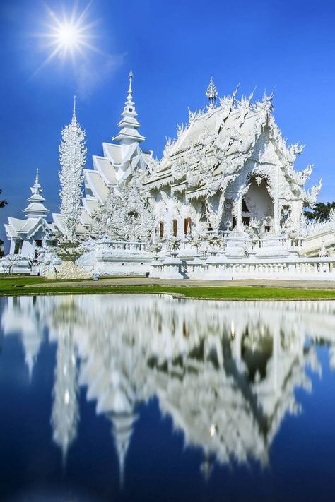 Rong Khun temple, Chiang Rai province, northern Thailand. Find out more hidden gems of Thailand on TheCultureTrip.com by clicking the image! White Temple, Chiang Rai, Northern Thailand, Phnom Penh, Bhutan, Krabi, Place Of Worship, Travel Sites, Angkor