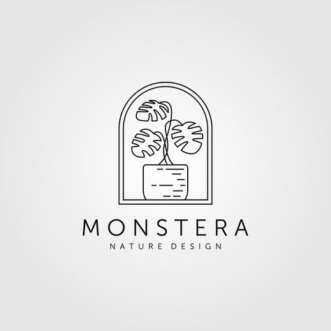 Logo Illustration Design Ideas, Monstera Logo Design, Plant Logo Design Ideas, Plant Store Logo, Plant Logo Ideas, Plant Shop Logo, Plant Branding, Natural Branding Design, Plant Logo Design