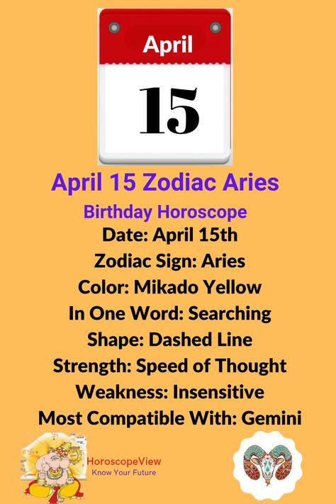 April 15 Zodiac Sign Aries Personality, Traits, Career & Love April 15 Zodiac, Aries Personality Traits, April Zodiac Sign, April Aries, April Zodiac, Birthday Personality, Aries Personality, Know Your Future, Birthday Horoscope